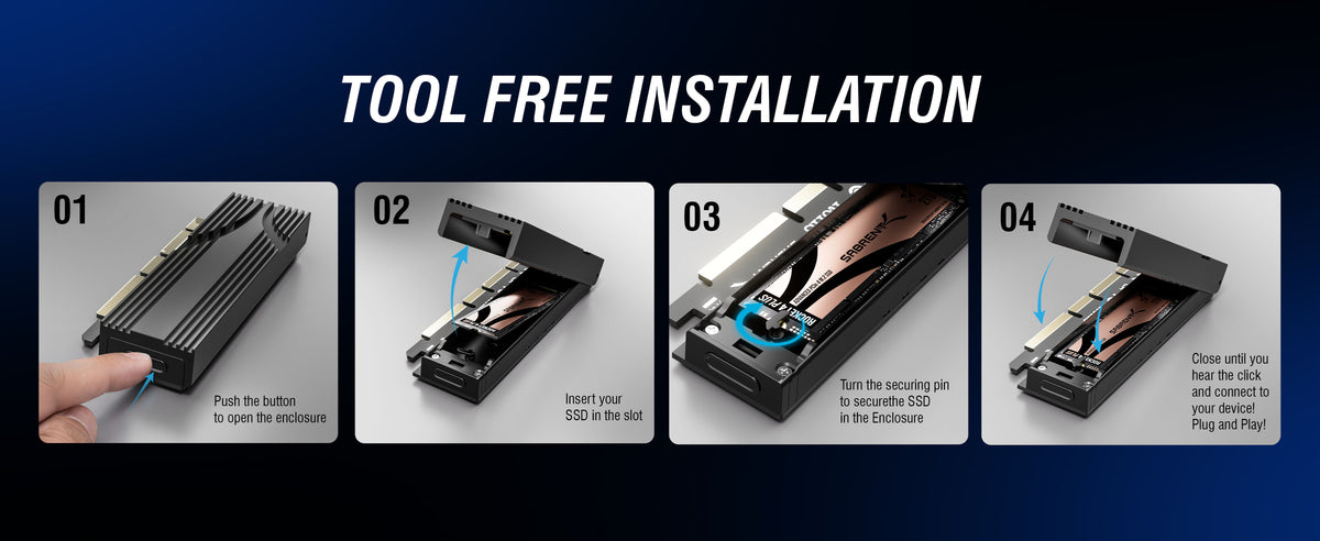 M.2 NVMe SSD to PCIe x16 Tool-Free Add-In Card (AIC)