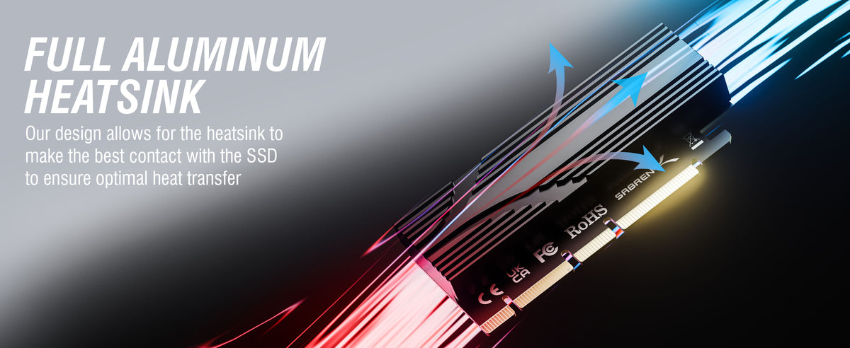 M.2 NVMe SSD to PCIe x16 Tool-Free Add-In Card (AIC)