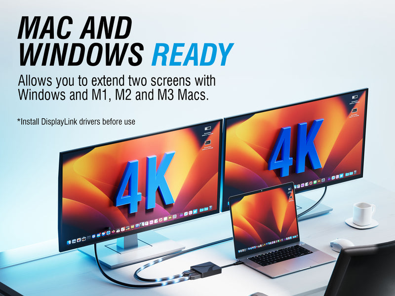 USB Type-C/A to Dual HDMI adapter