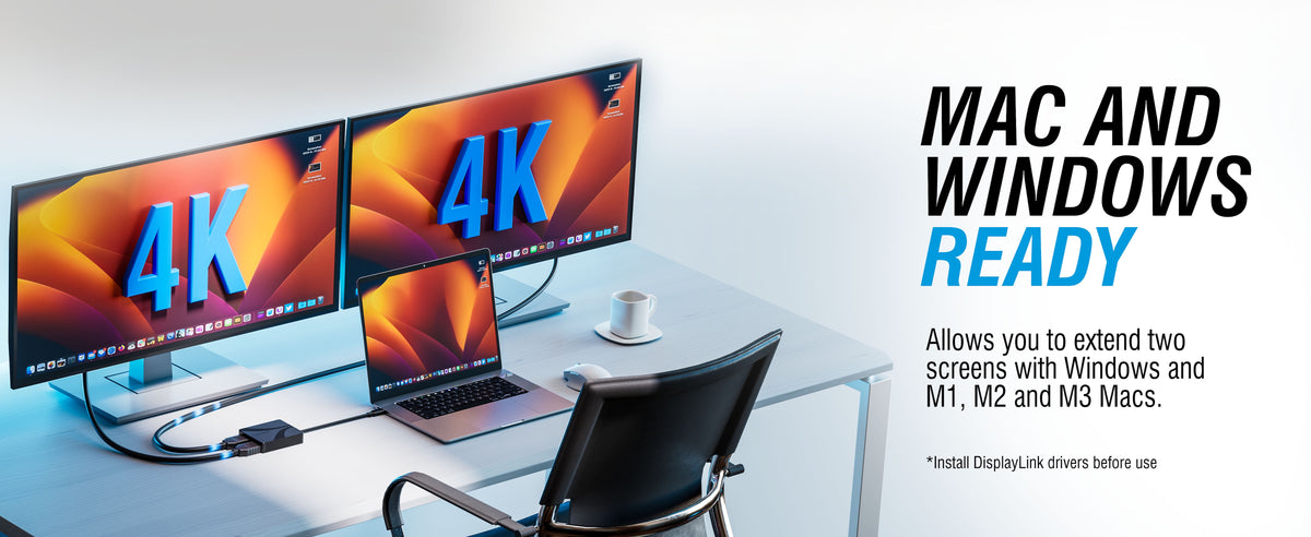 USB Type-C/A to Dual HDMI adapter