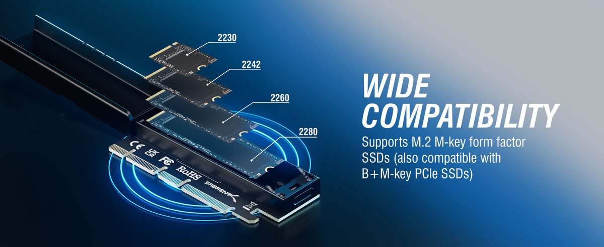M.2 NVMe SSD to PCIe x16 Tool-Free Add-In Card (AIC)