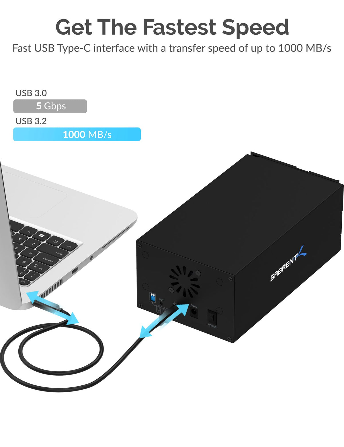 USB Type-C To Dual 3.5” SATA and Raid Docking Station