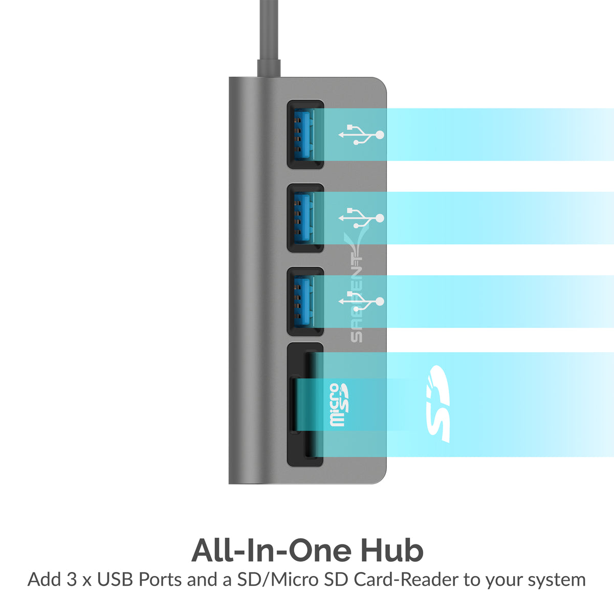 3 Port USB 3.0 Hub with SD/Micro SD Card Reader