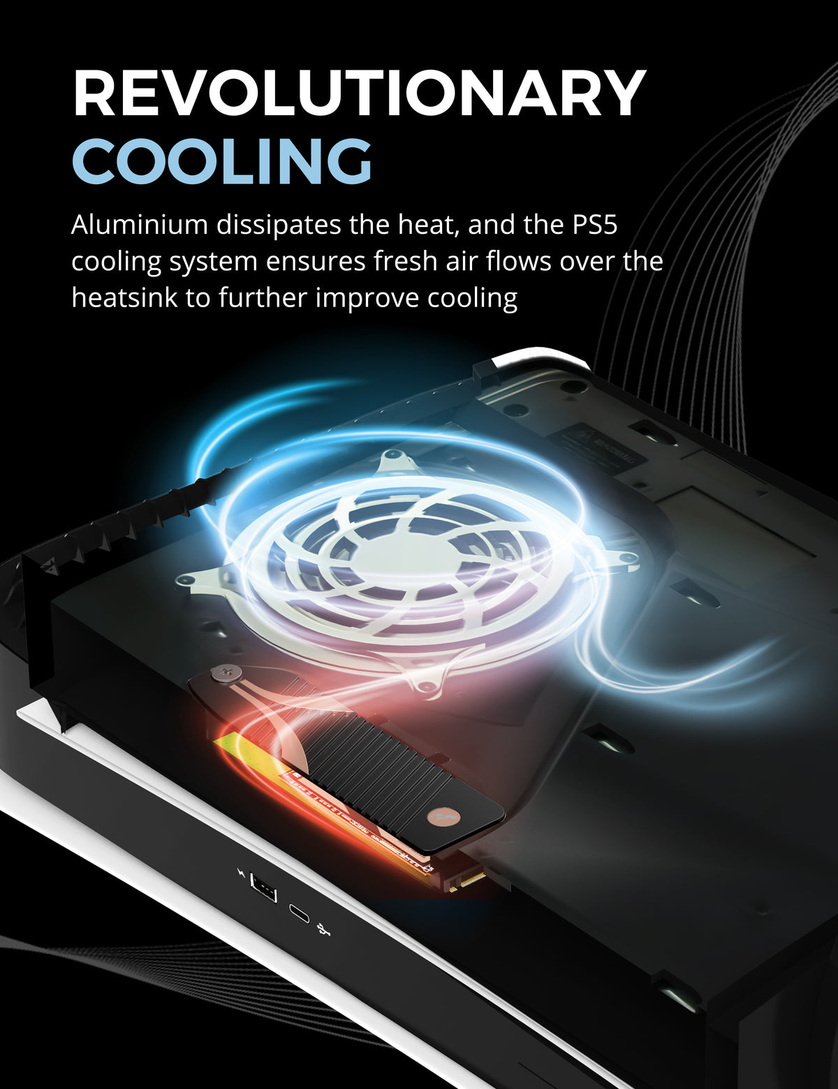 M.2 NVMe Heatsink for the PS5 Console + Rocket 4 Plus SSD