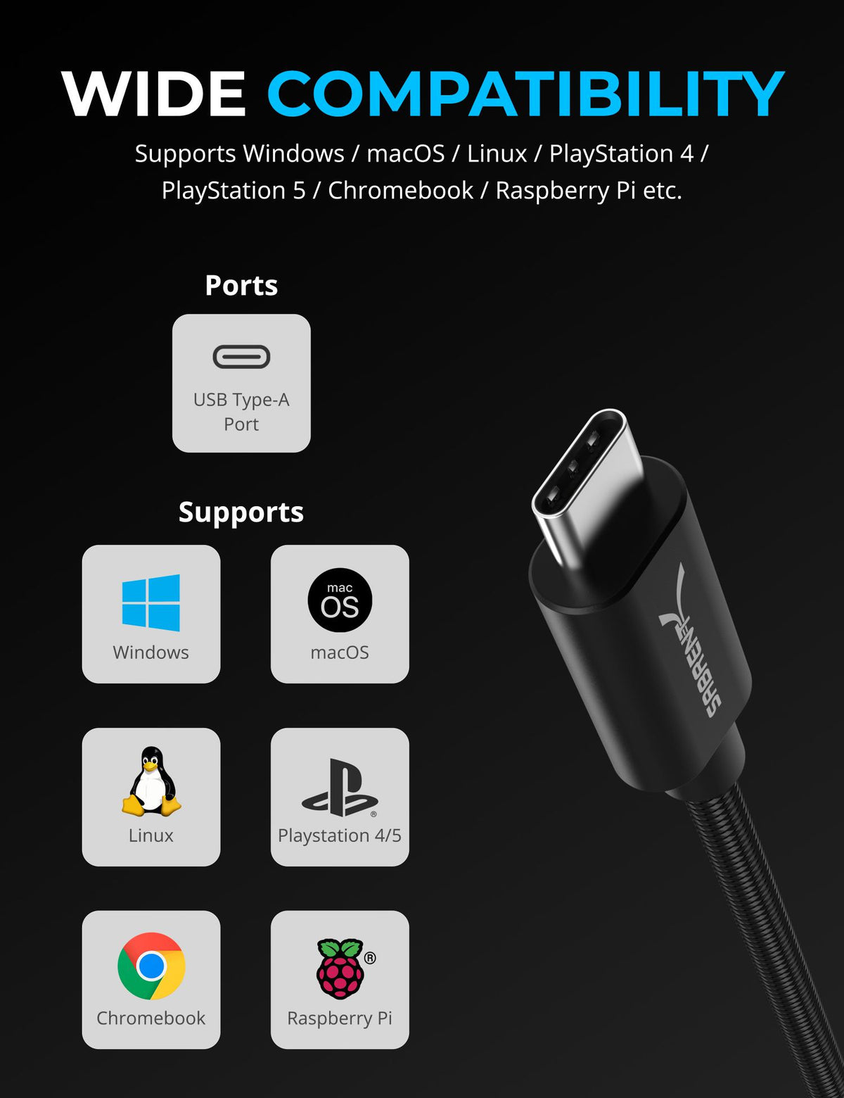 USB Type-C to 3.5mm Audio Jack Active Adapter 20&quot; Cable