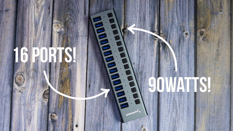 16 port USB3.0 Hub And Charger With Individual Switches