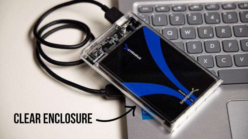 Sabrent 2.5 Inch SATA to USB 3.0 Tool Free Clear External Enclosure
