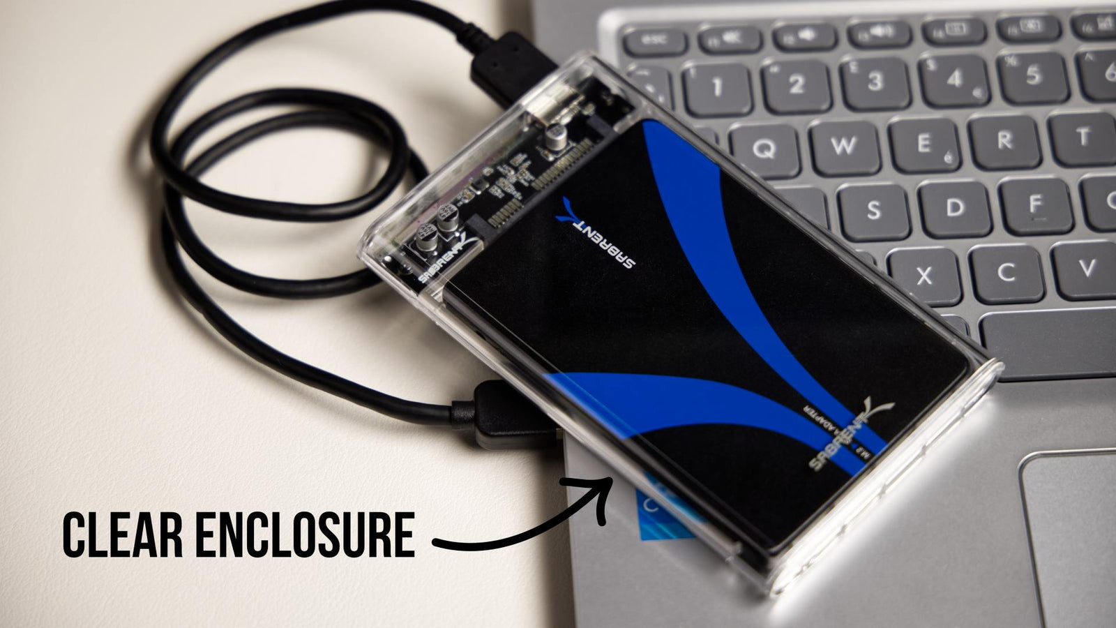 Sabrent 2.5 Inch SATA to USB 3.0 Tool Free Clear External Enclosure