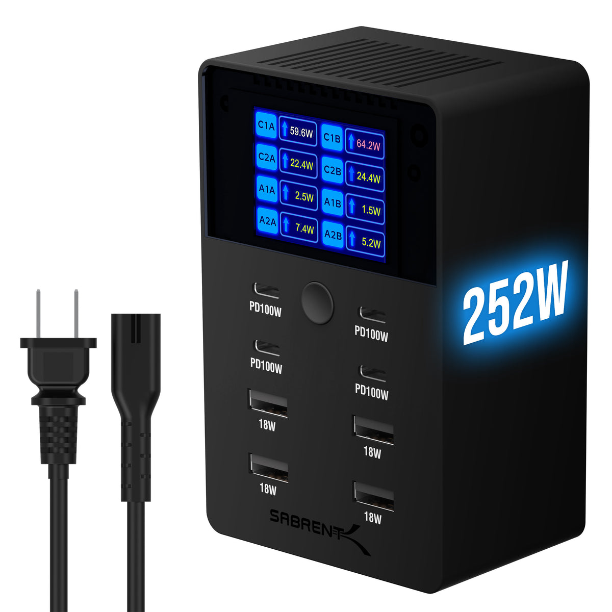 252W 8-PORT USB PD 3.0 Charger