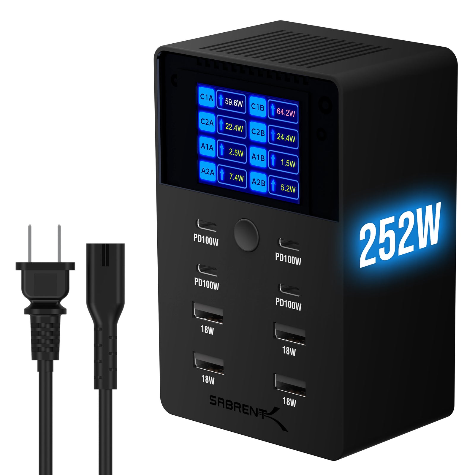 252W 8-PORT USB PD 3.0 Charger