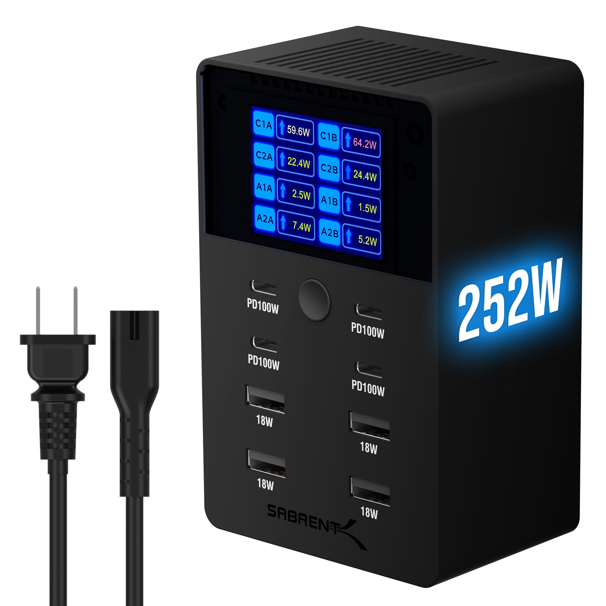 252W 8-PORT USB PD 3.0 Charger