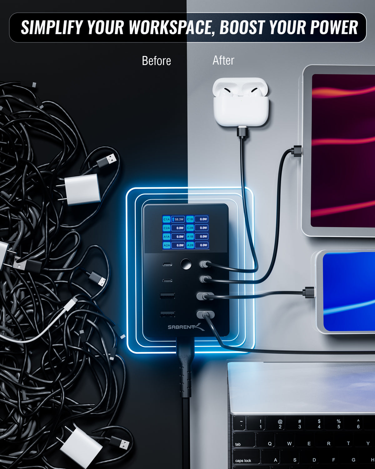 252W 8-PORT USB PD 3.0 Charger