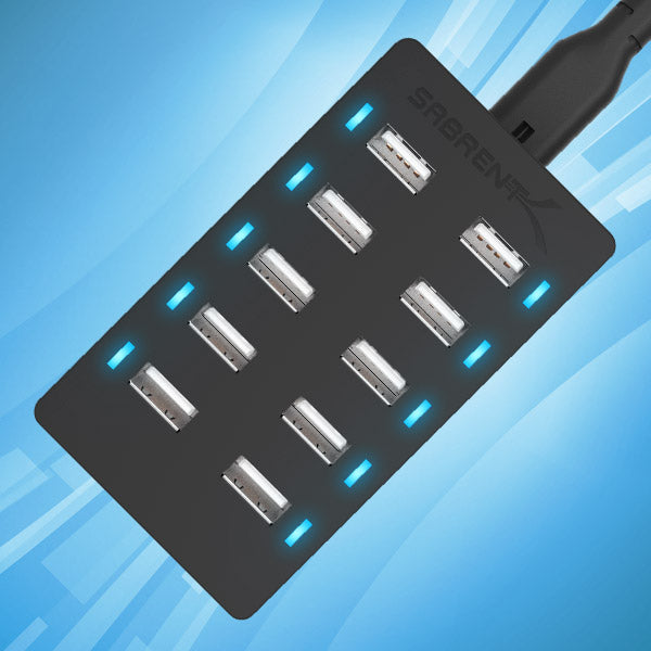 Sabrent 10-Port USB Charging Station 12A/60W (Black)