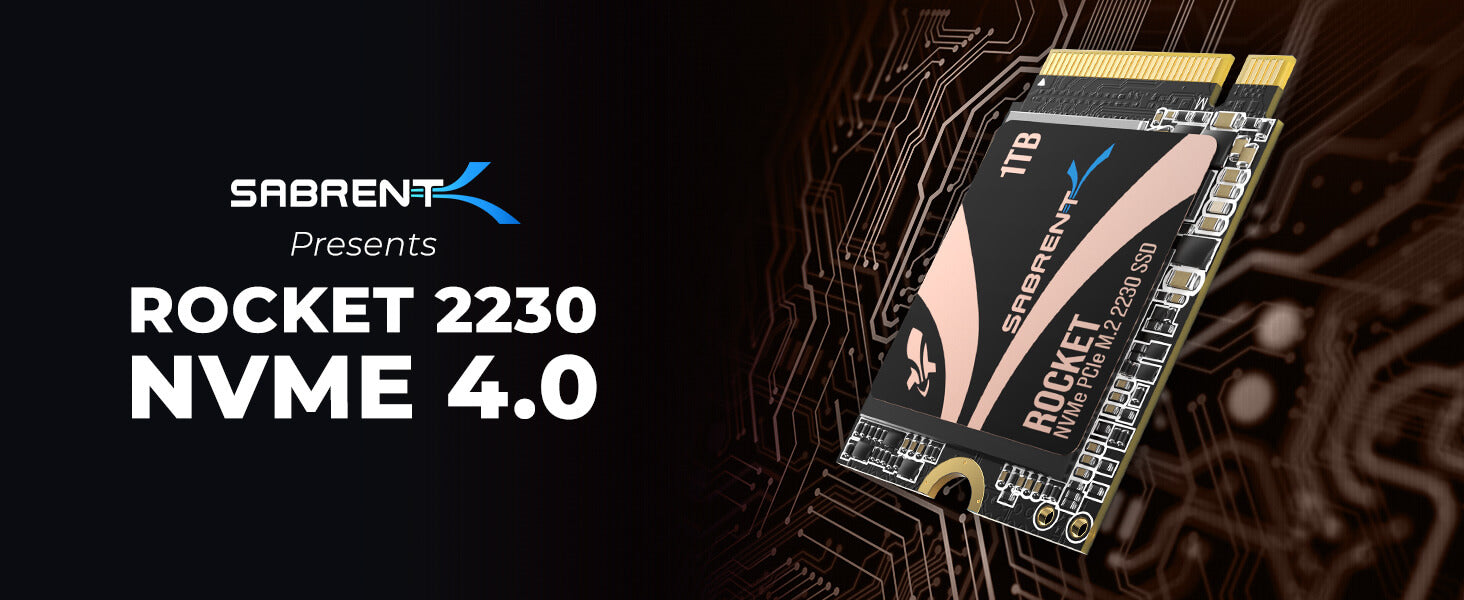 SABRENT 2230 M.2 NVMe Gen 4 1TB, Interna SSD 4750 MB/s Läsning, PCIe 4.0  X4, Intern Solid State-enhet, Kompatibel med Steam Deck, Surface Pro, PC