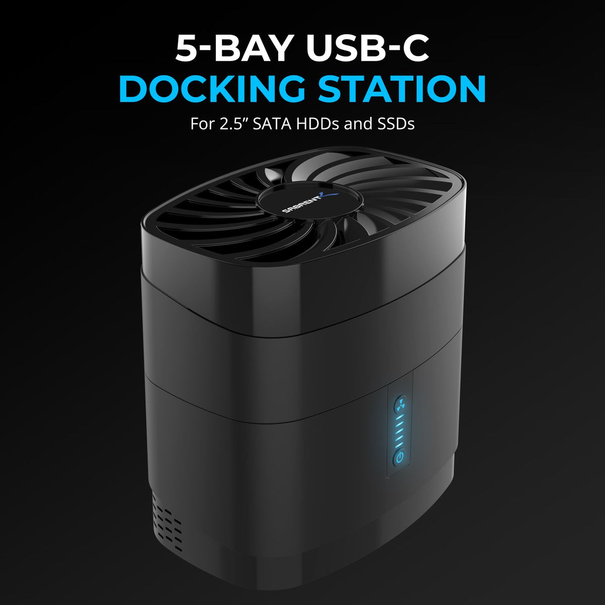 5-Bay USB-C Docking Station for 2.5” SATA HDDs and SSDs