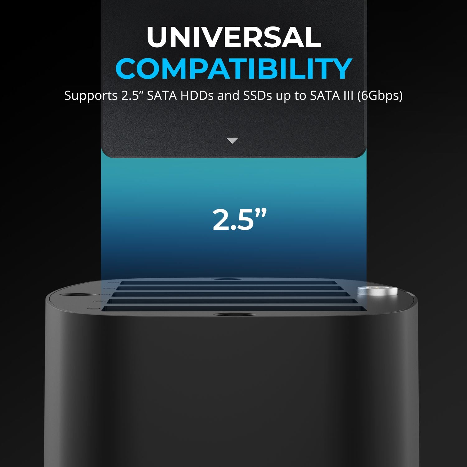 5-Bay USB-C Docking Station for 2.5” SATA HDDs and SSDs