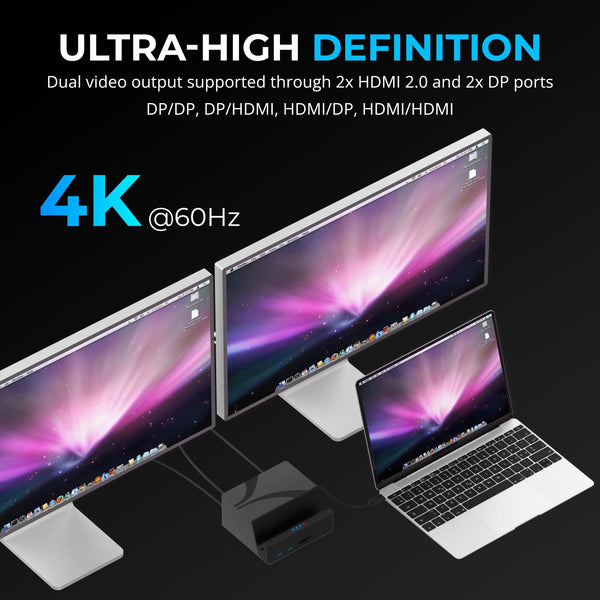 Displaylink Ui USB-C Universal Docking Station, Dual Monitor Displaylink Dock - Sabrent