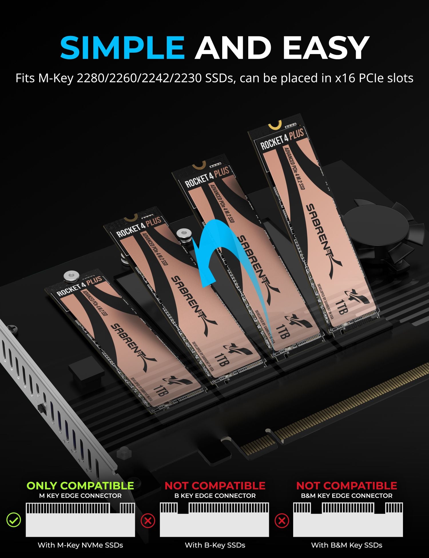 Adaptador Quad M.2 NVME SSD a PCI-E 4.0 X16, Tarjeta Soft Raid de Alta Adaptador Quad M.2 NVME SSD a PCI-E 4.0 X16, Tarjeta Soft Raid de Alta