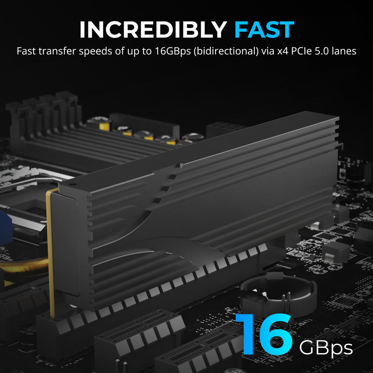 M.2 NVMe SSD to PCIe x16 Tool-Free Add-In Card (AIC)