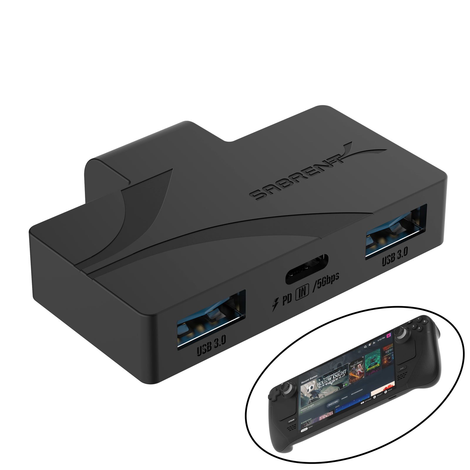USB Type-C 3-Port Gaming Hub for Steam Deck