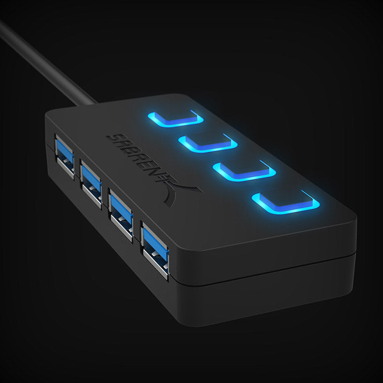 Sabrent 4-Port USB Hub, USB 3.0 Fast Data Hub with Individual LED Power  Switches, 2 Ft Cable, Slim & Portable, for Mac & PC (HB-UM43)