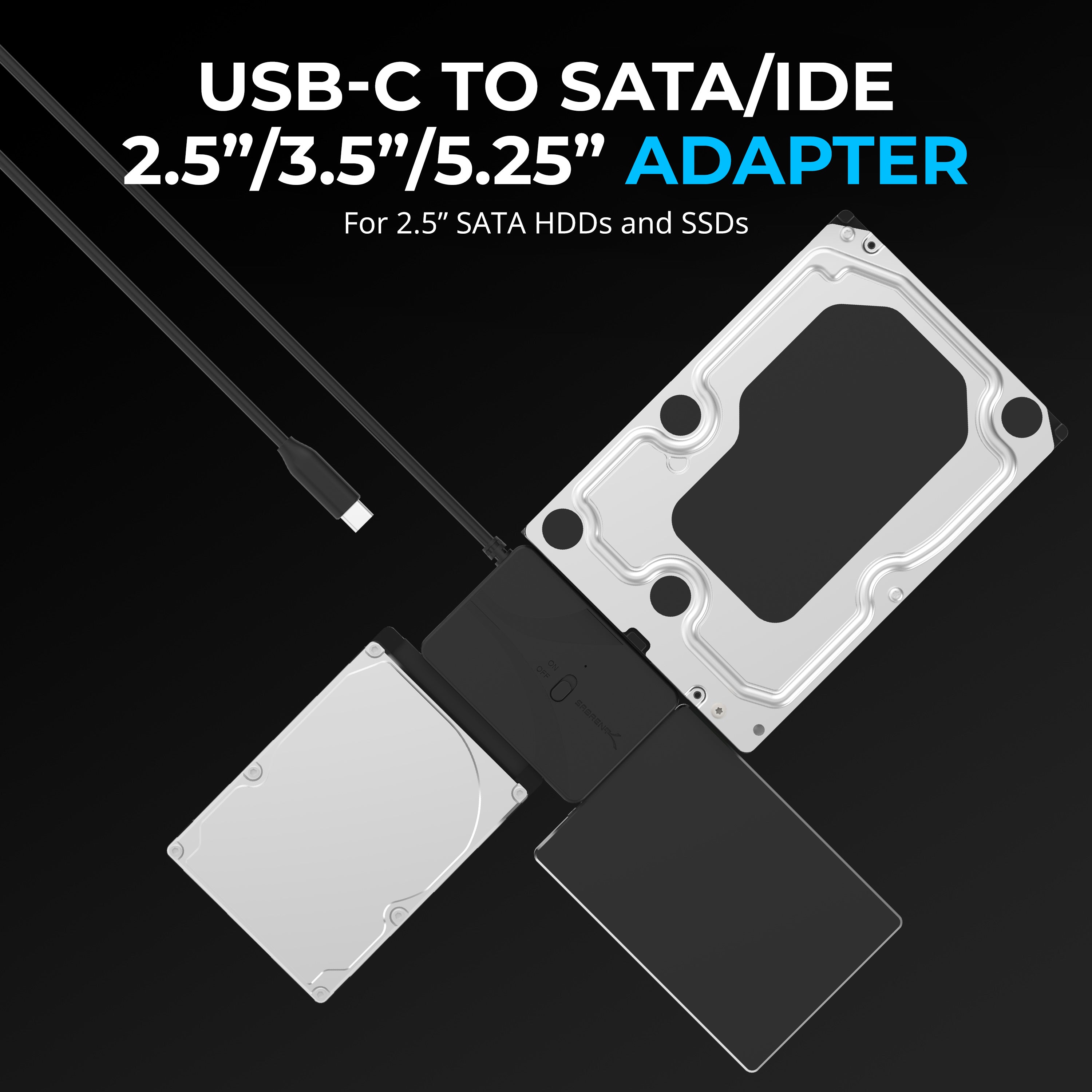 USB Type-C to SSD/SATA/IDE 2.5/3.5/5.25-INCH Hard Drive Converter