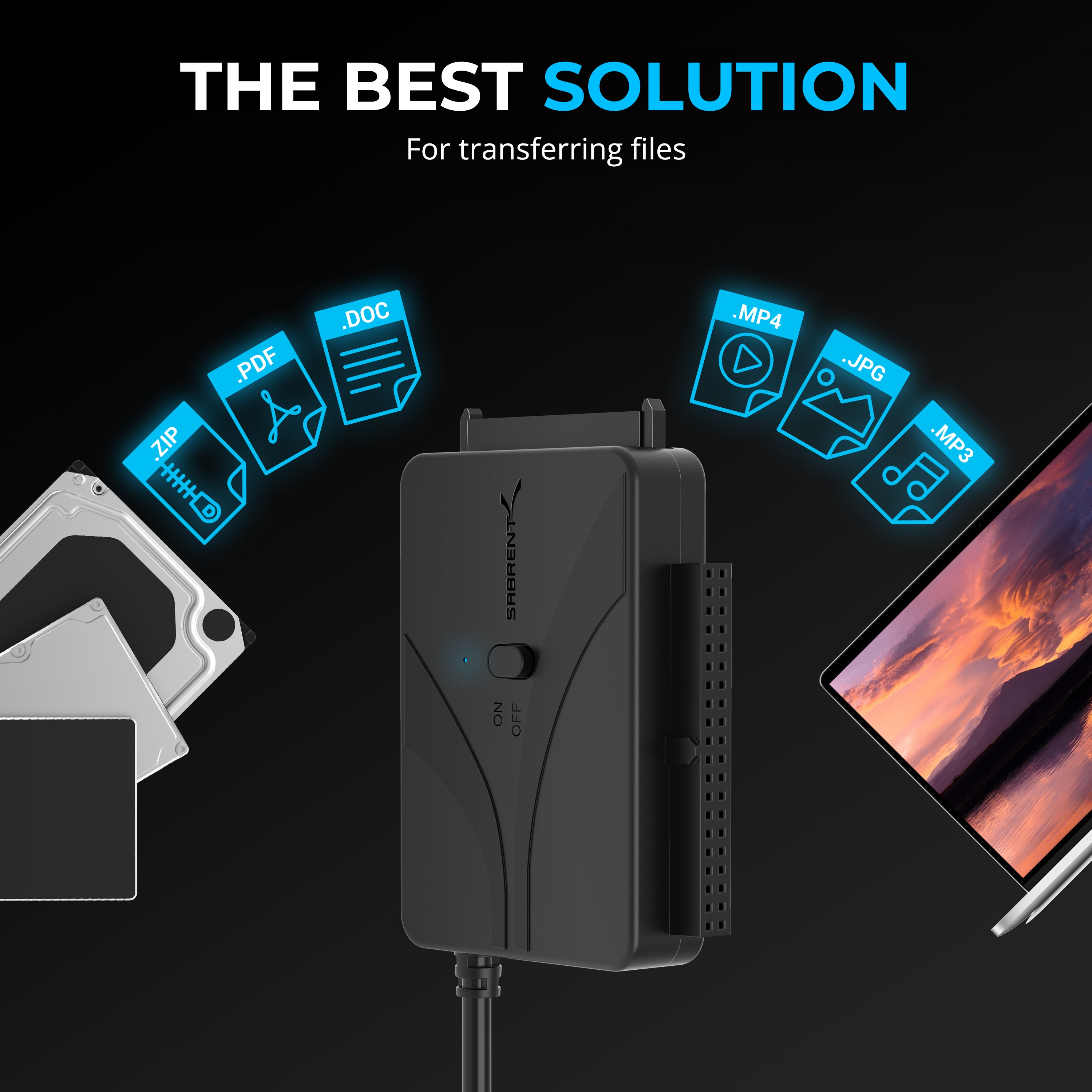 USB Type-C to SSD/SATA/IDE 2.5/3.5/5.25-INCH Hard Drive Converter