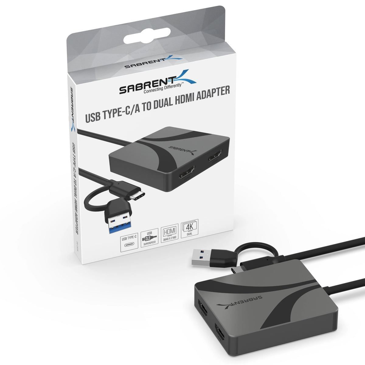 USB Type-C/A to Dual HDMI adapter