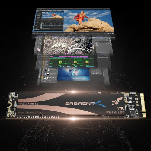SABRENT Gaming SSD Rocket 4 Plus-G con disipador térmico 4TB PCIe Gen 4  NVMe M.2 2280 Unidad de Estado sólido Interna, hasta 7GBps de Velocidad