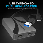 USB Type-C/A to Dual HDMI adapter