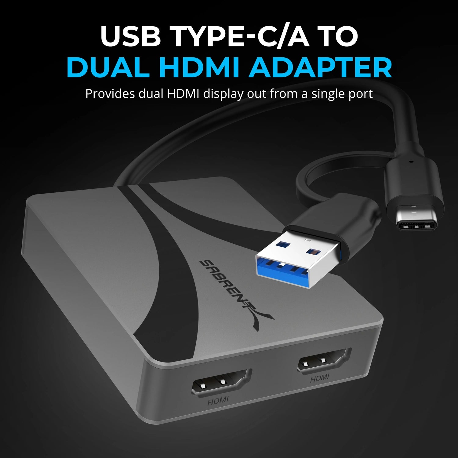 USB Type-C/A to Dual HDMI adapter