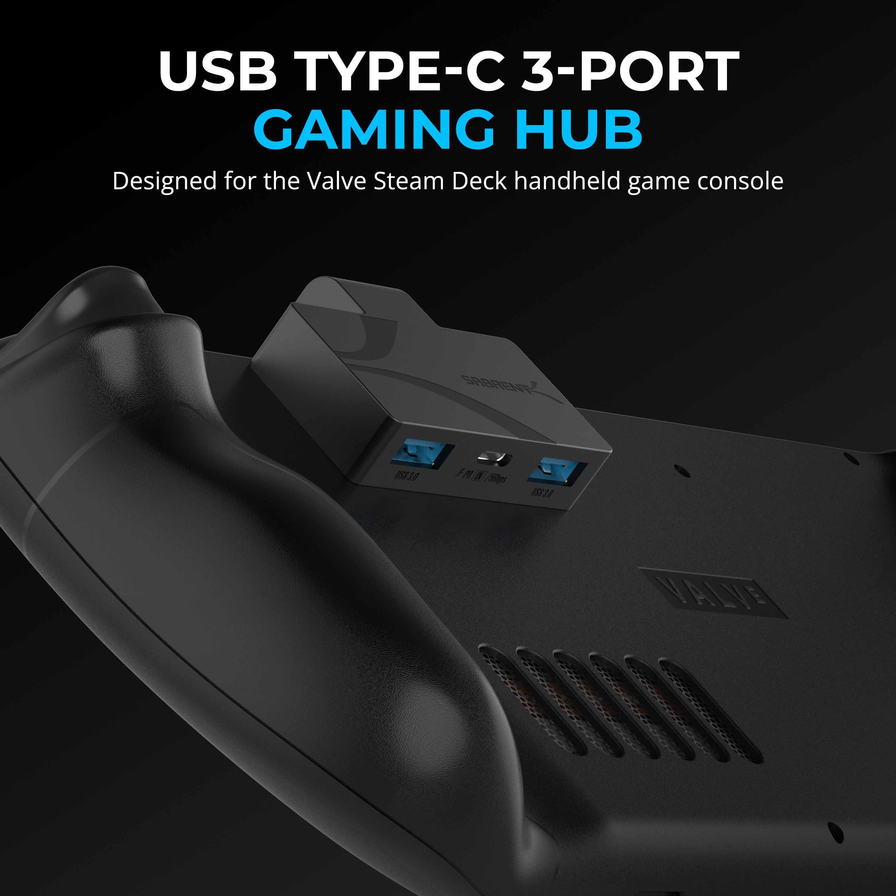 USB Type-C 3-Port Gaming Hub for Steam Deck
