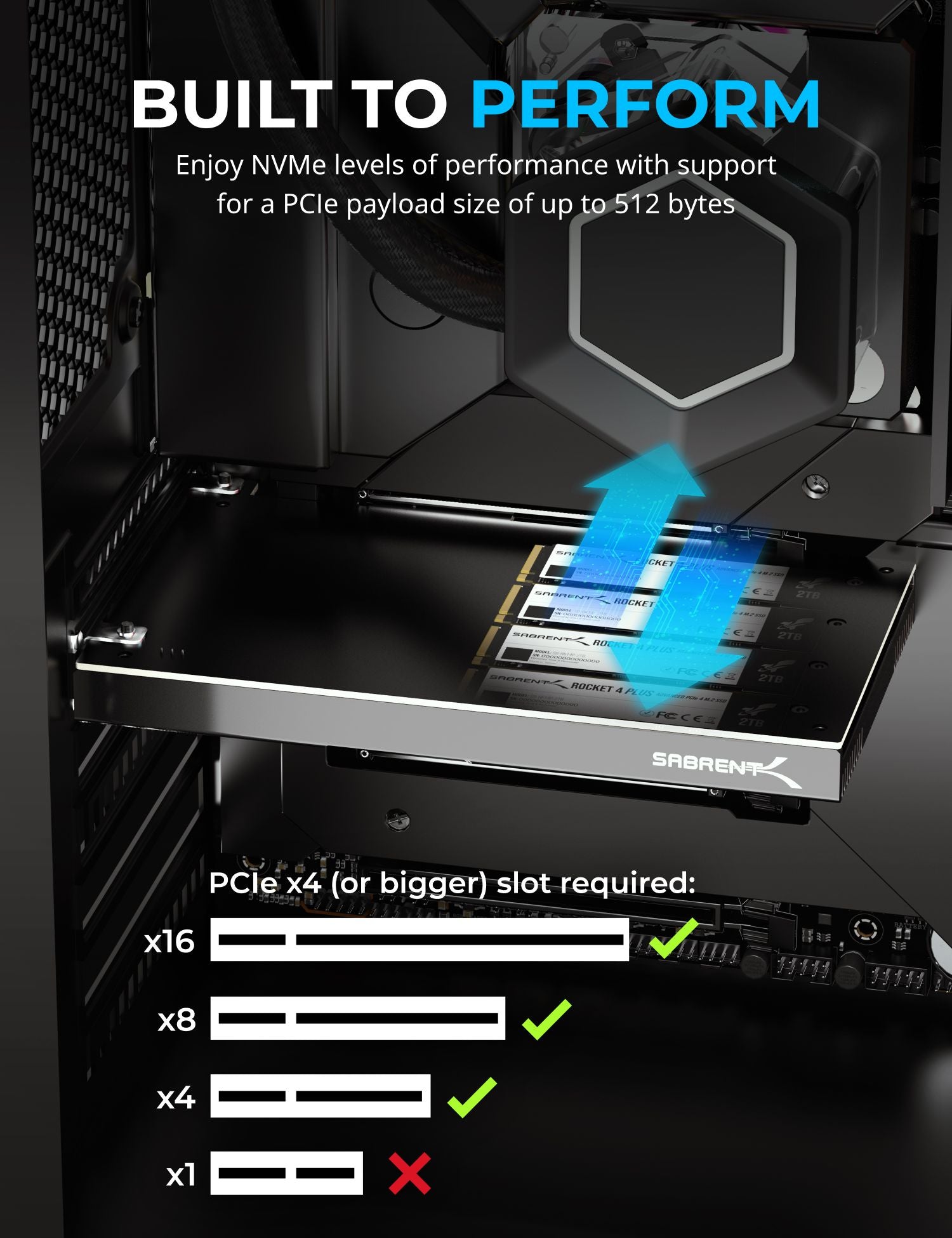 4-Drive M.2 NVMe SSD to PCIe 3.0 x4 Adapter Card
