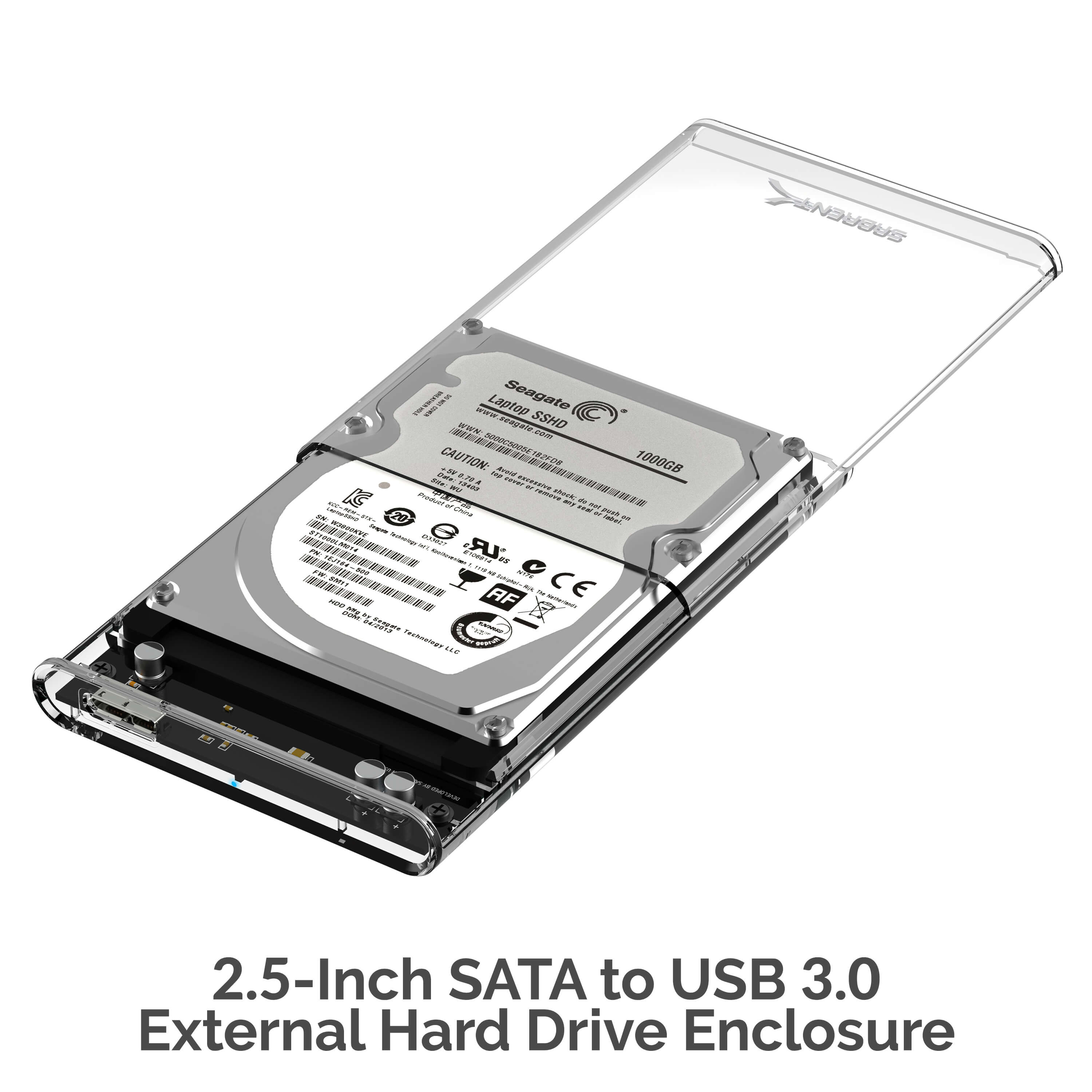 2.5 Inch SATA To USB 3.0 External Hard Drive Enclosure Optimized For SSD &  HDD 9.5mm 7mm, Support UASP SATA III