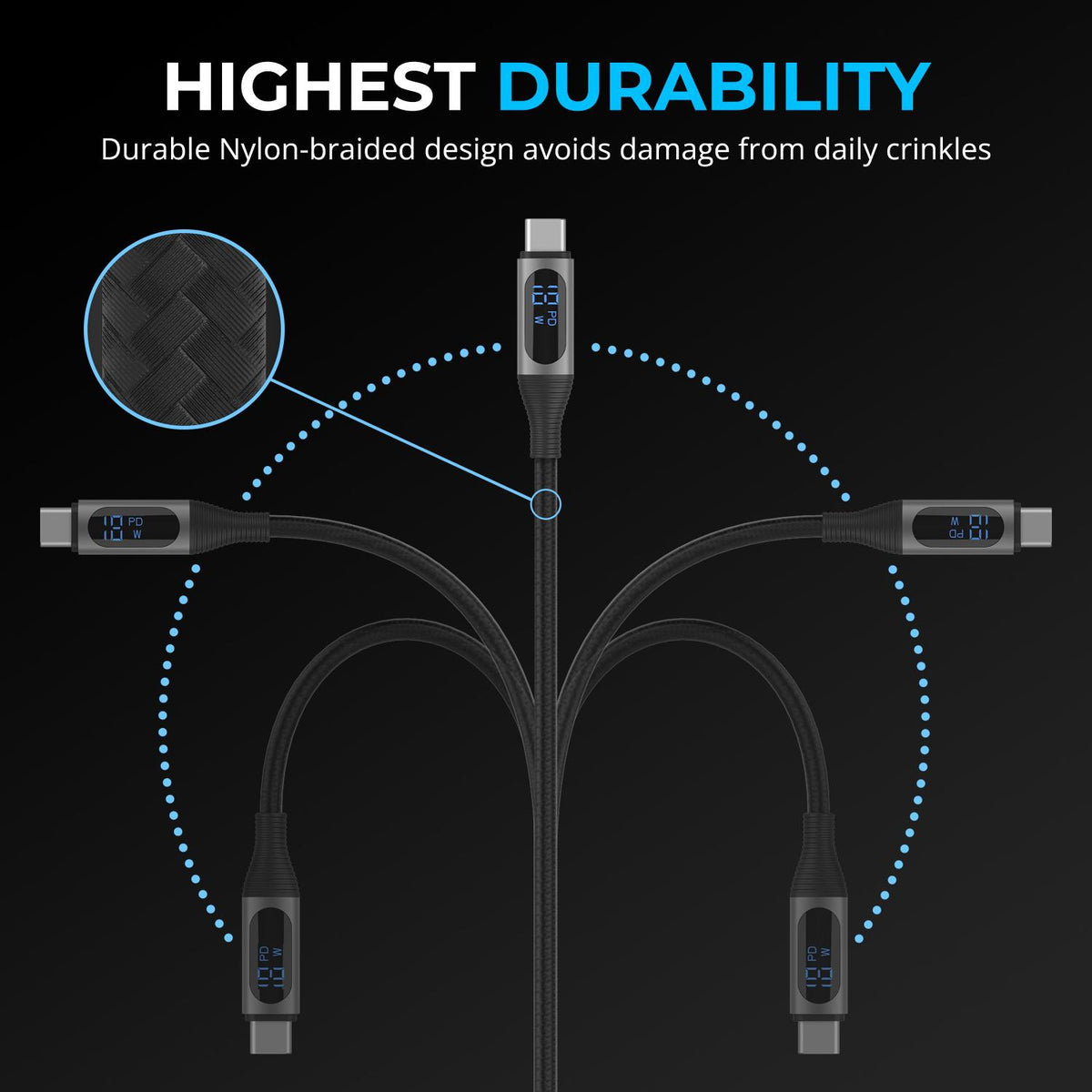 USB C to USB C Charging Cable with Smart Display