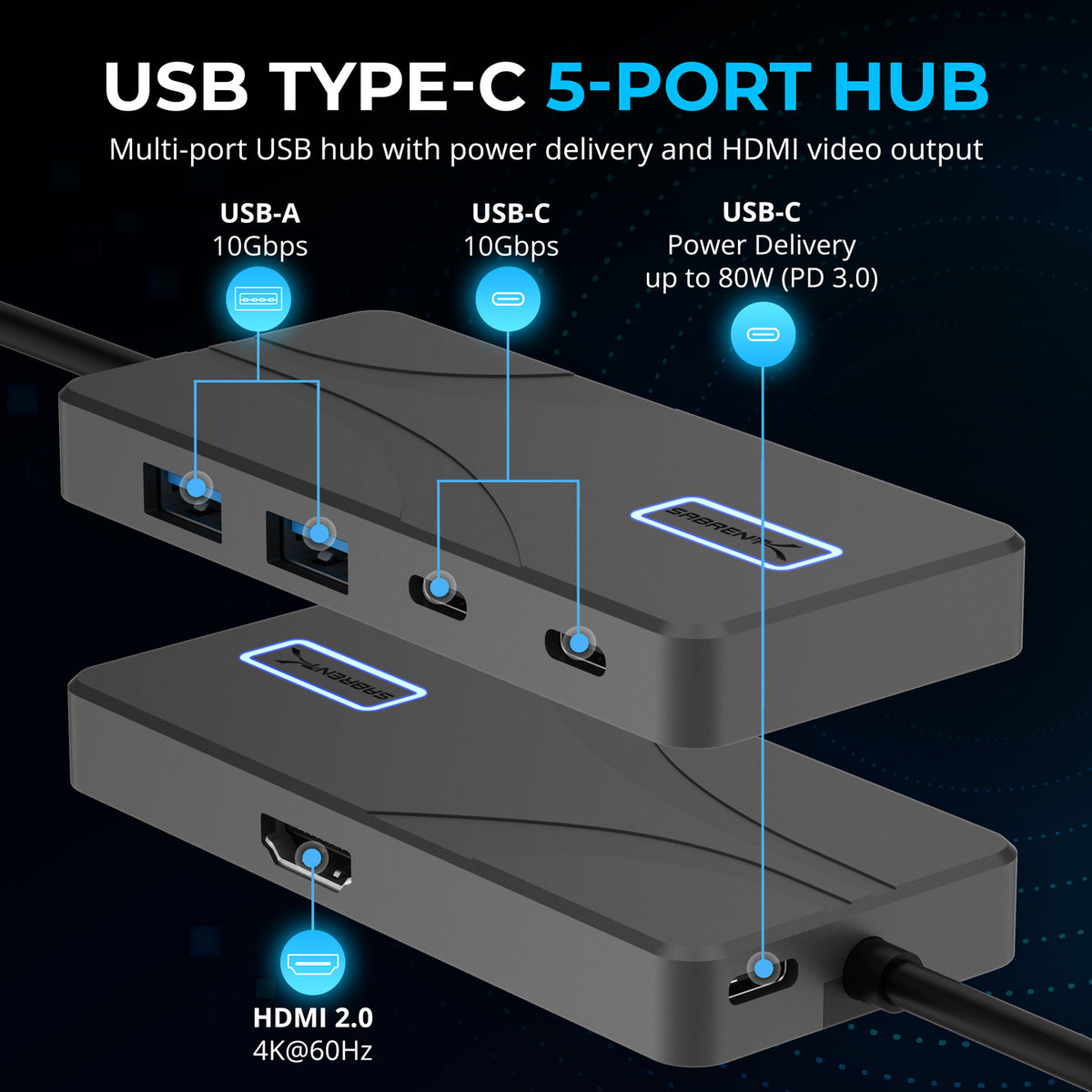 Type-C 10Gbps 5-Port Hub