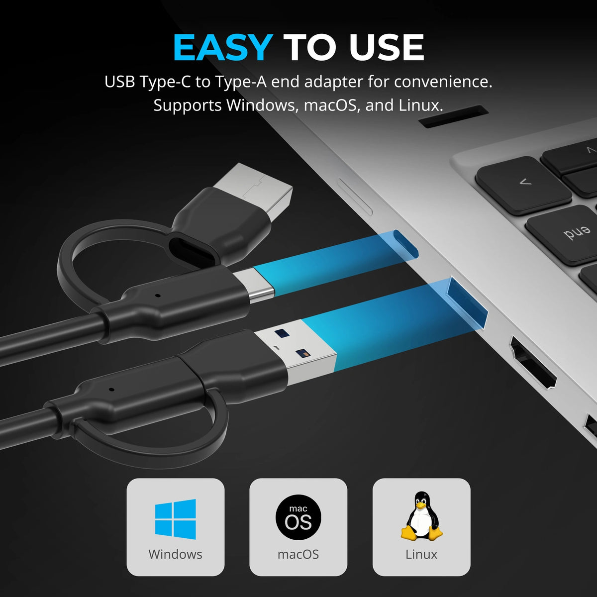 USB Type-C/A to Dual HDMI adapter