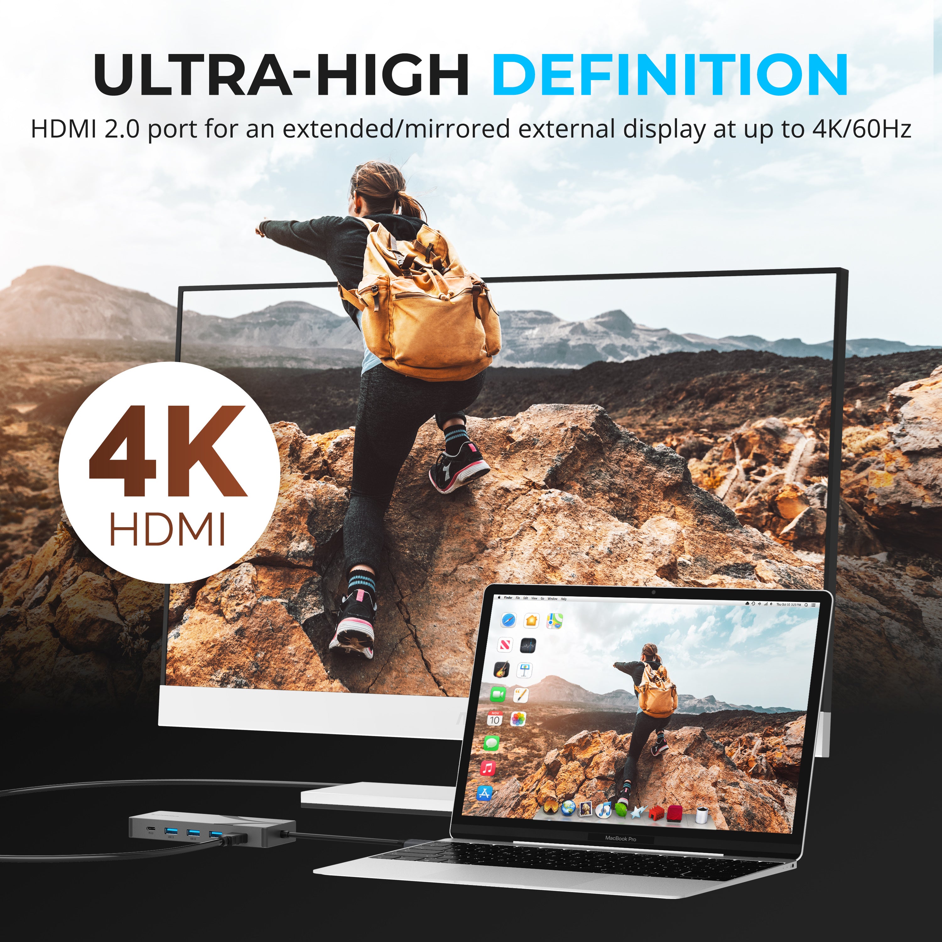 USB-C Hub, 6-Port Dock with M.2 SSD Slot