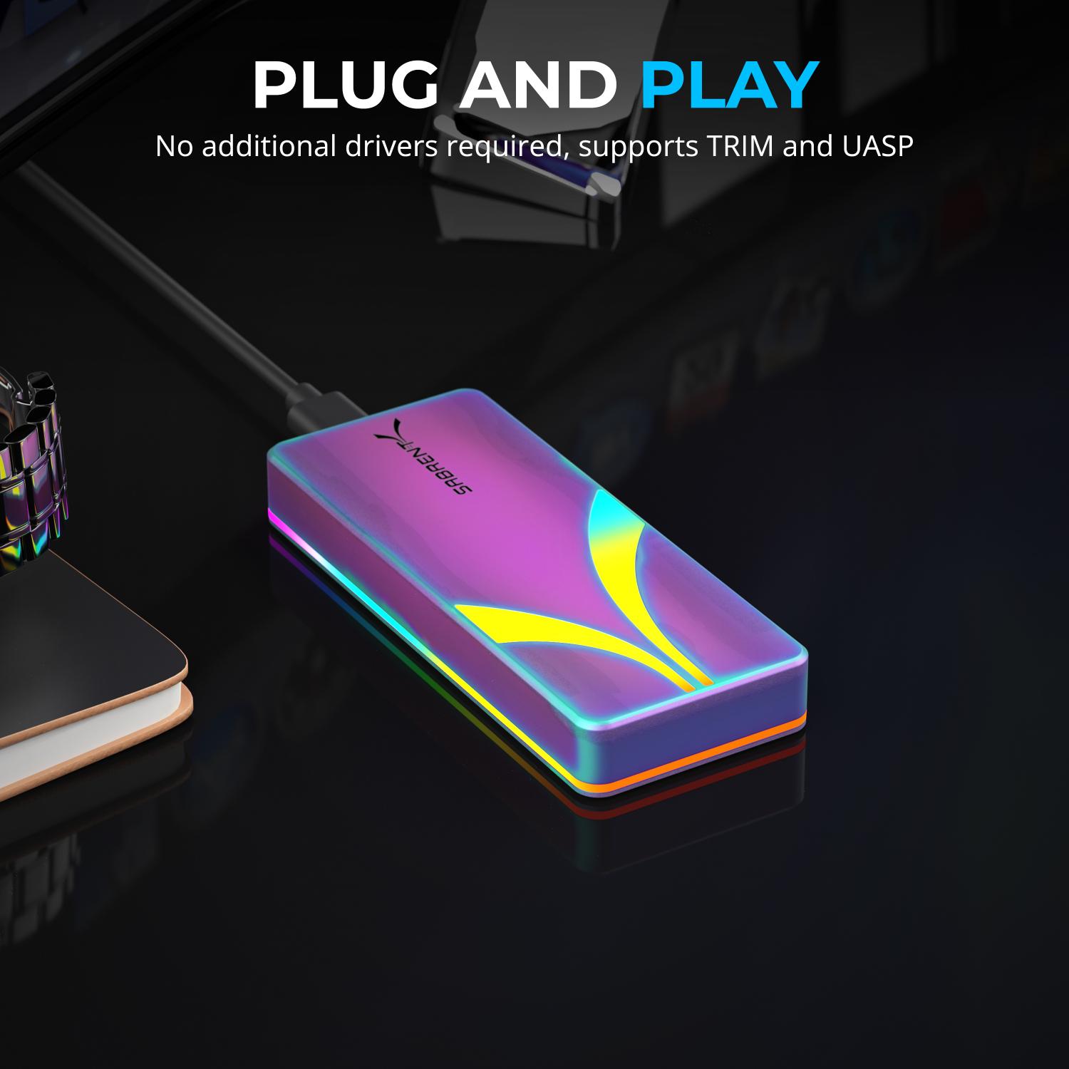 Rocket RGB USB C M.2 SATA/NVMe SSD Enclosure - Sabrent