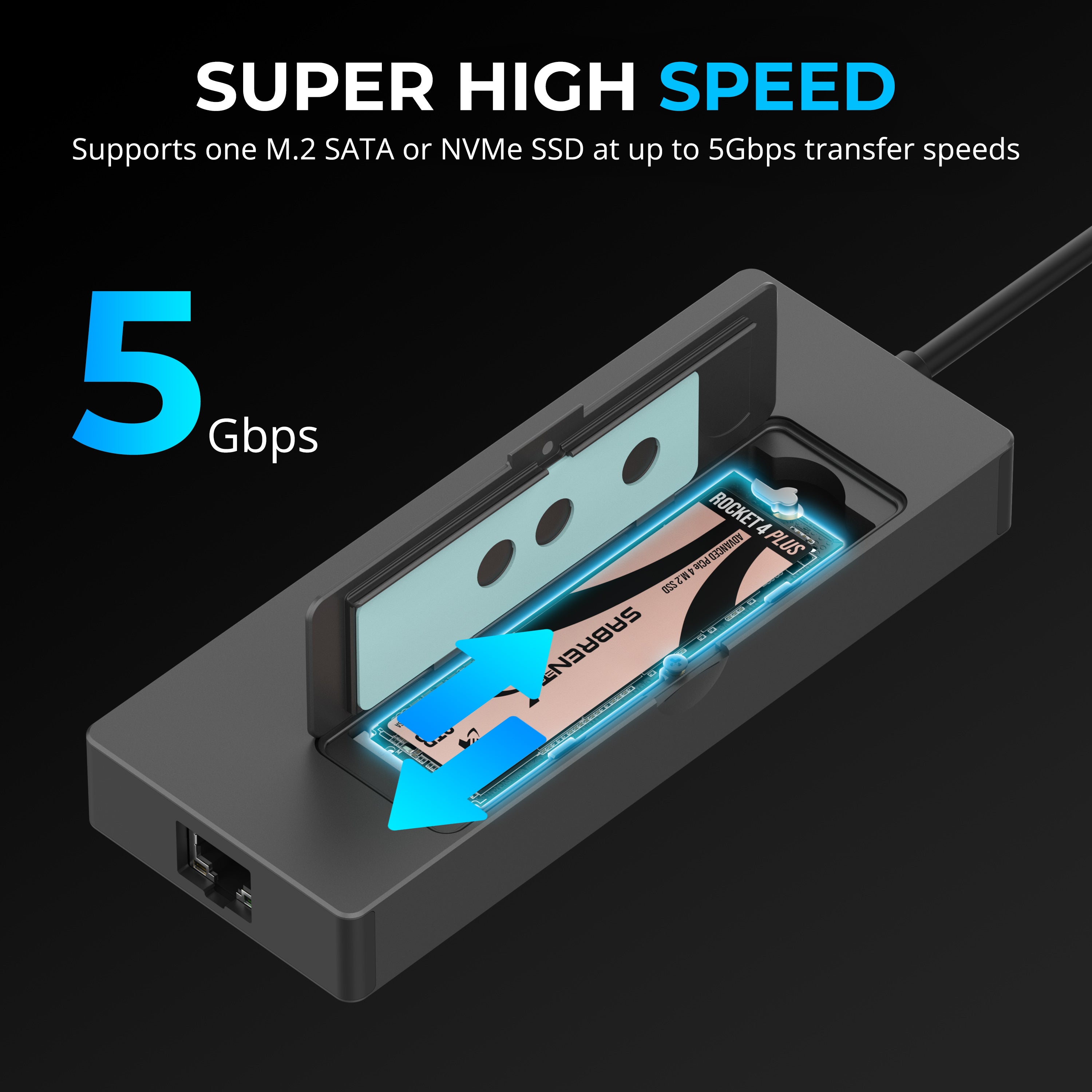 USB-C Hub, 6-Port Dock with M.2 SSD Slot