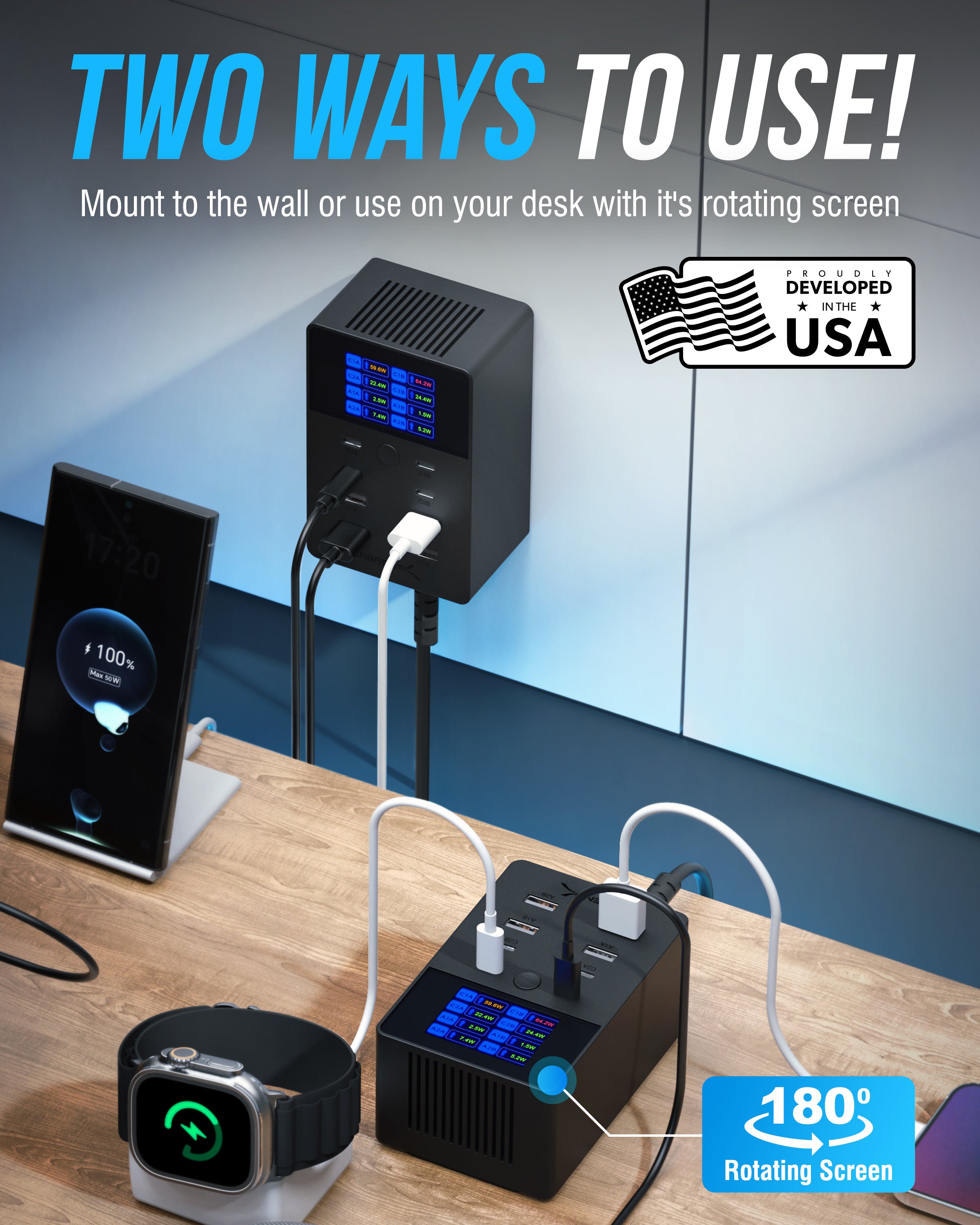 Voltik 252W 8-PORT USB PD 3.0 Charger