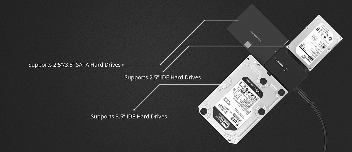 Sabrent Adaptateur de disque dur USB 3.0 vers SSD / 2,5 pouces SATA  I/II/III (EC-SSHD) 