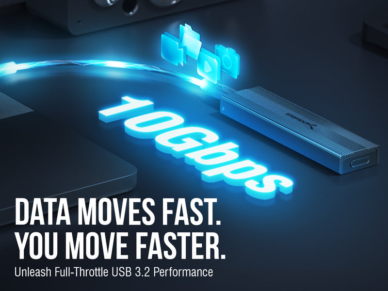 USB 3.2 Type-C Tool-Free Enclosure for M.2 PCIe NVMe and SATA SSDs