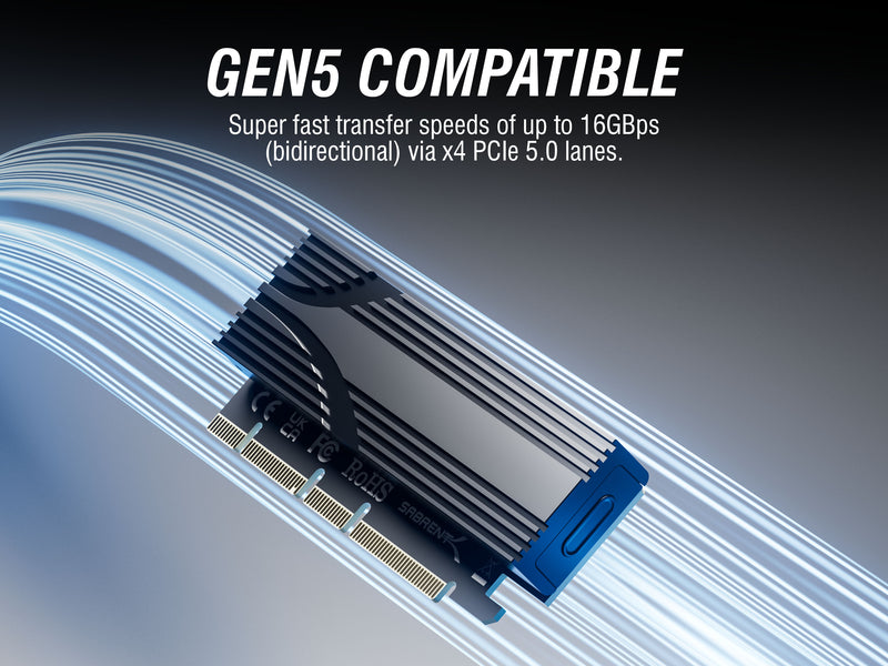 M.2 NVMe SSD to PCIe x16 Tool-Free Add-In Card (AIC)