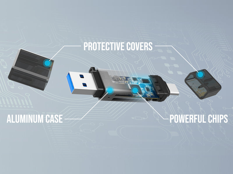 USB 3.0 and USB Type-C OTG Card Reader
