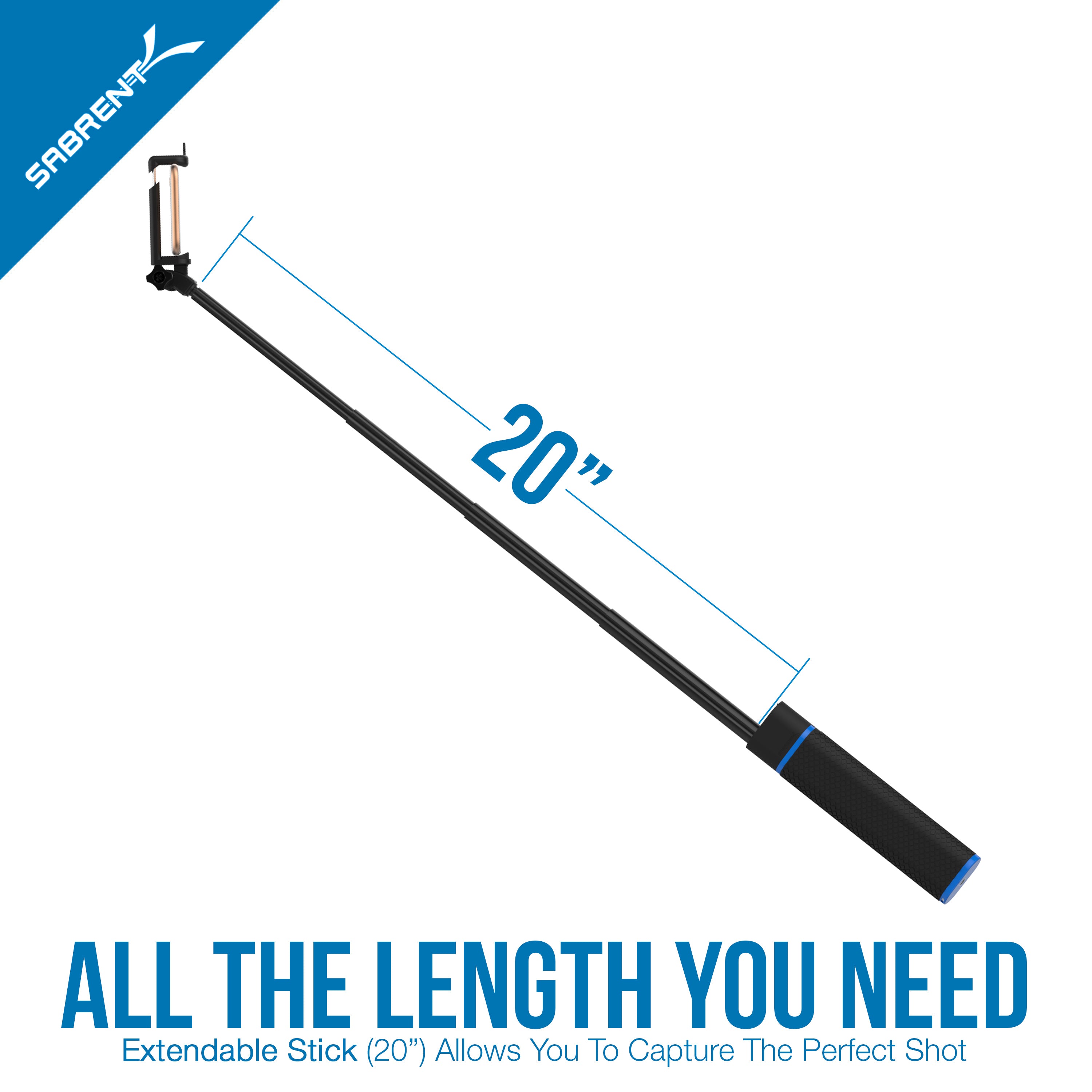 Bluetooth Selfie Stick with built-in 5200mAh battery Charger