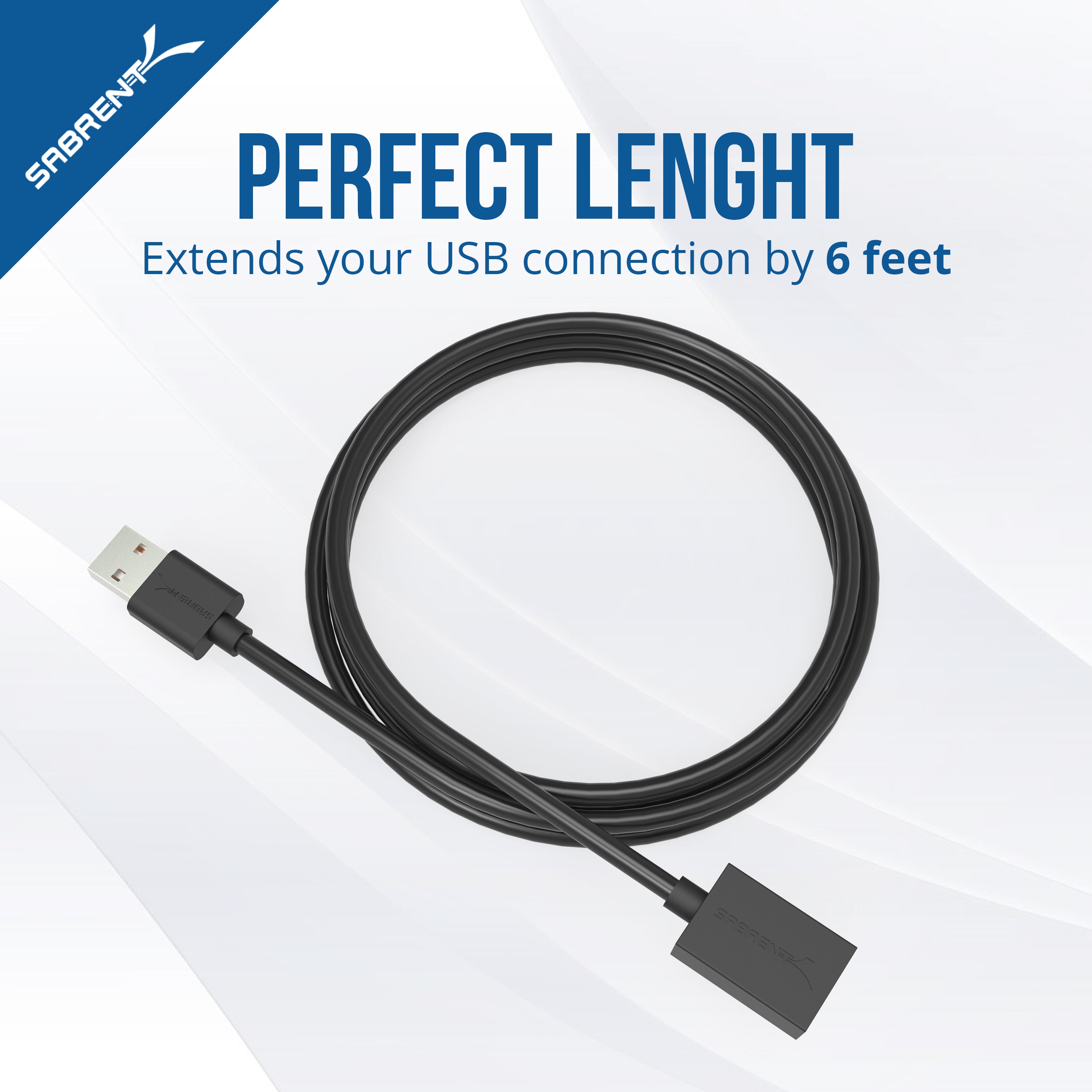 22AWG USB 2.0 Extension Cable - A-Male to A-Female