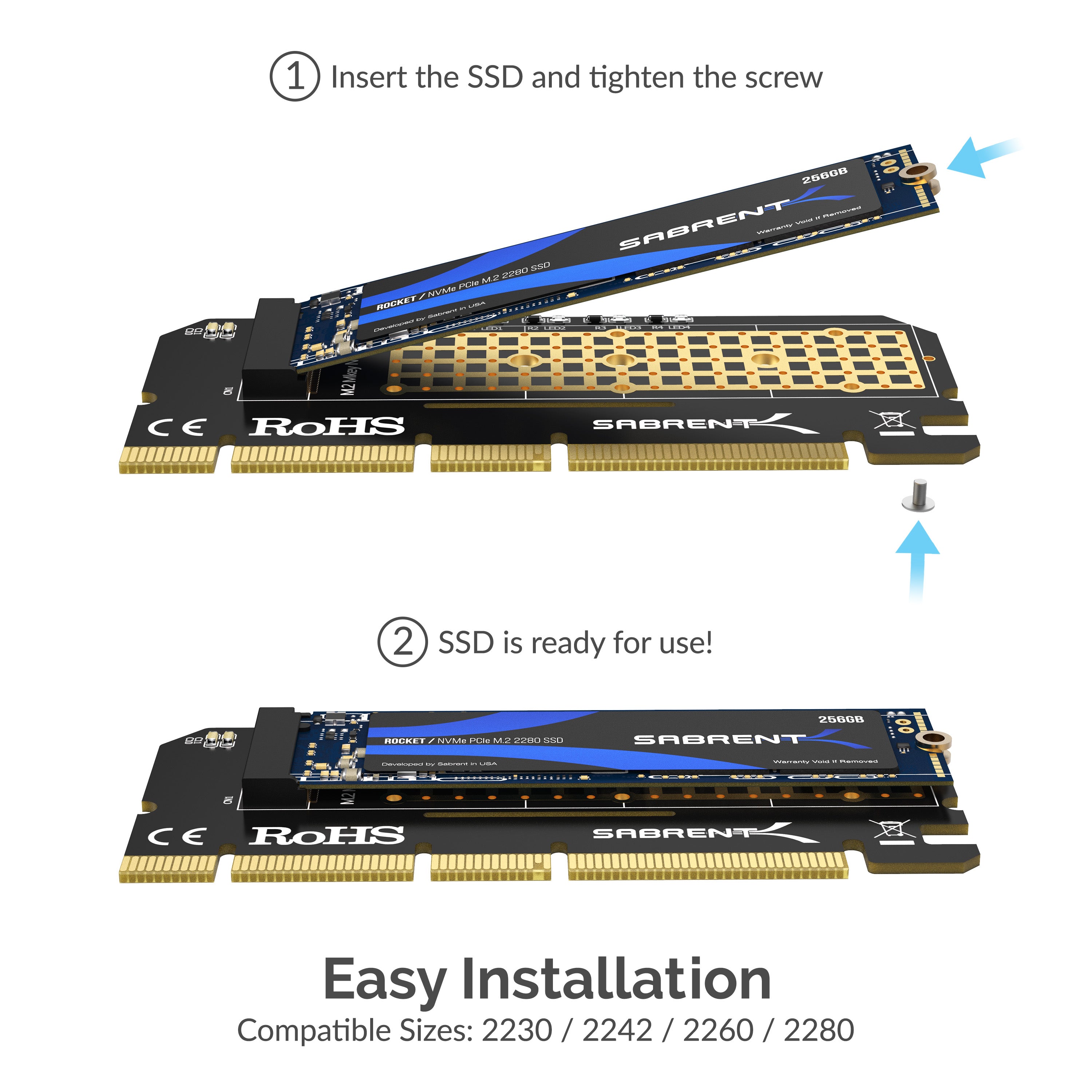 NVMe M.2 SSD to PCIe X16/X8/X4 Card