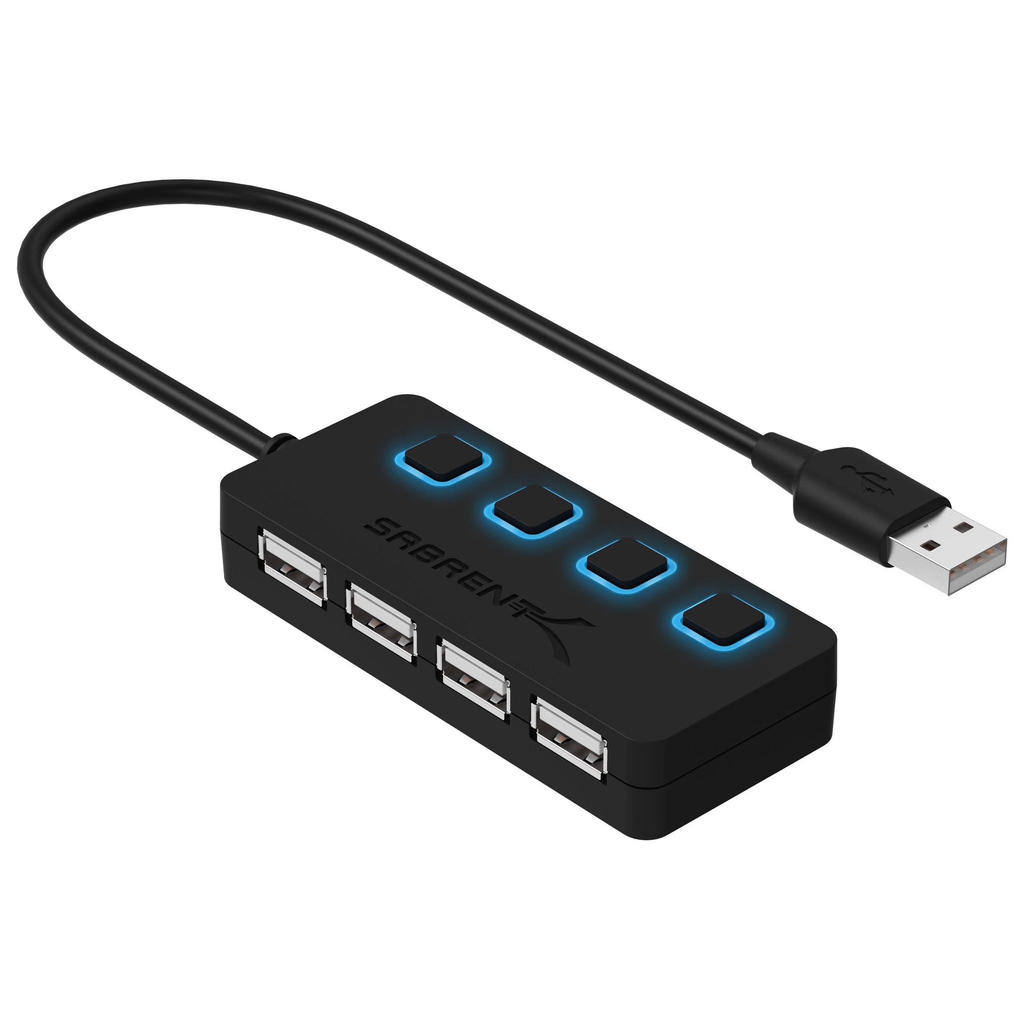 4-Port Portable USB 2.0 Hub with Built-in Cable