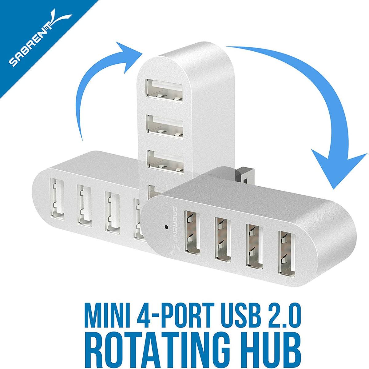 4-Port Mini USB 2.0 Rotating Hub